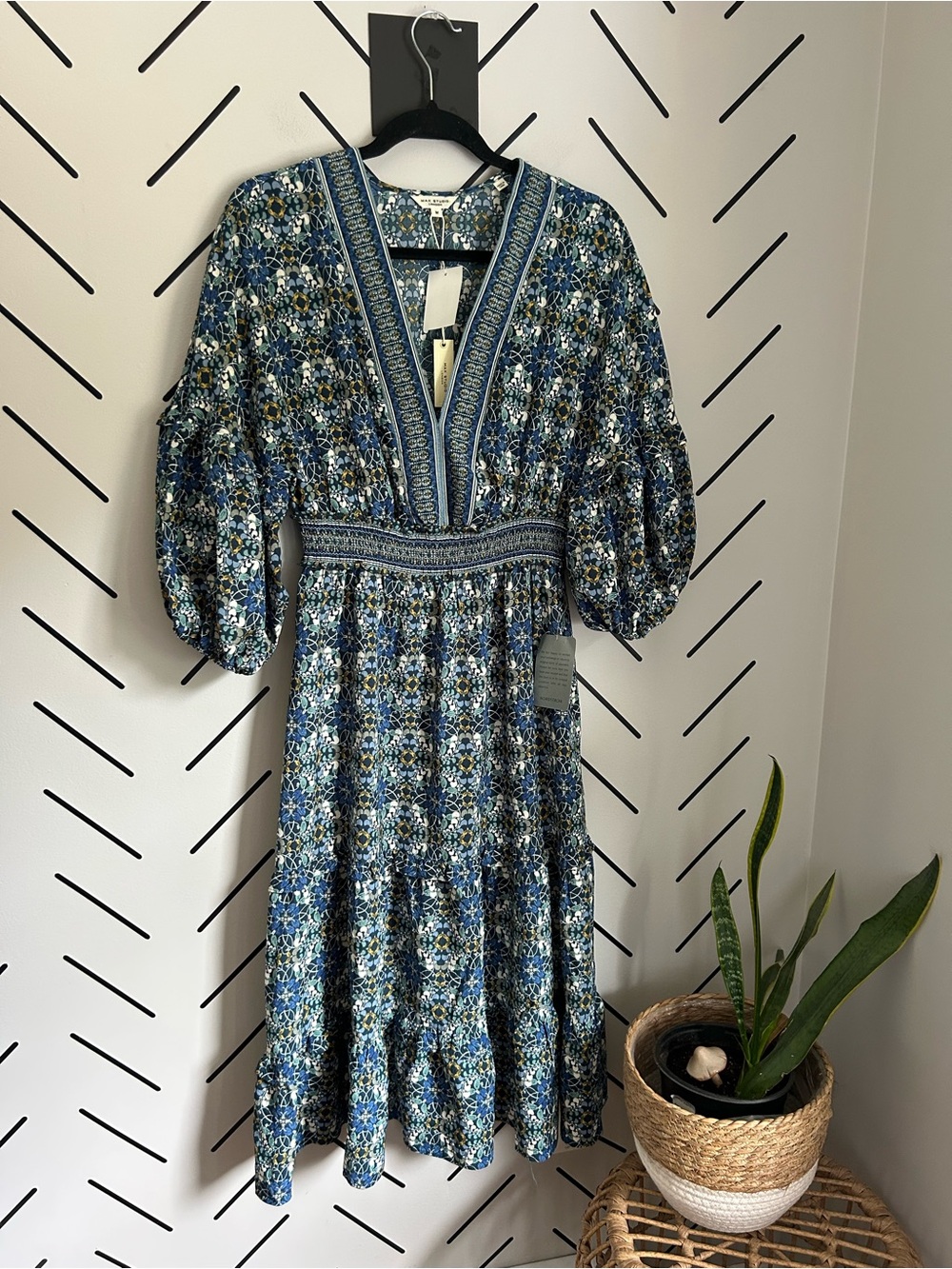 NWT max studio boho long sleeve midi dress